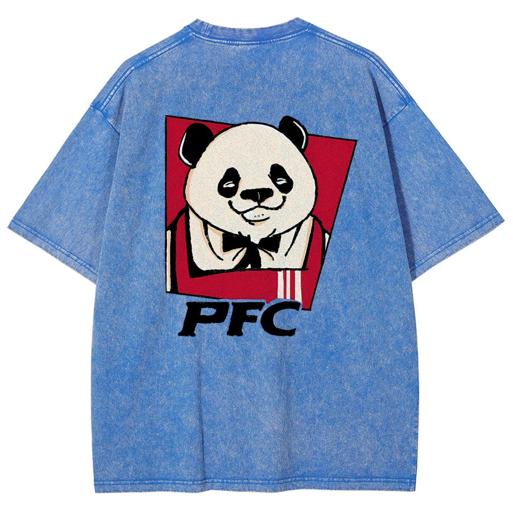 PFC Panda Printed Washed Vintage Short Sleeves T-Shirt-moweekender