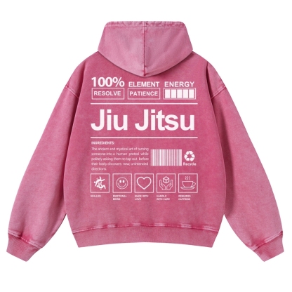 Jiu Jitsu Printed Vintage Washed Hoodie-moweekender