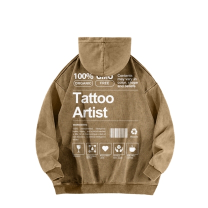 Tattoo Artist Casual Washed Hoodie-moweekender