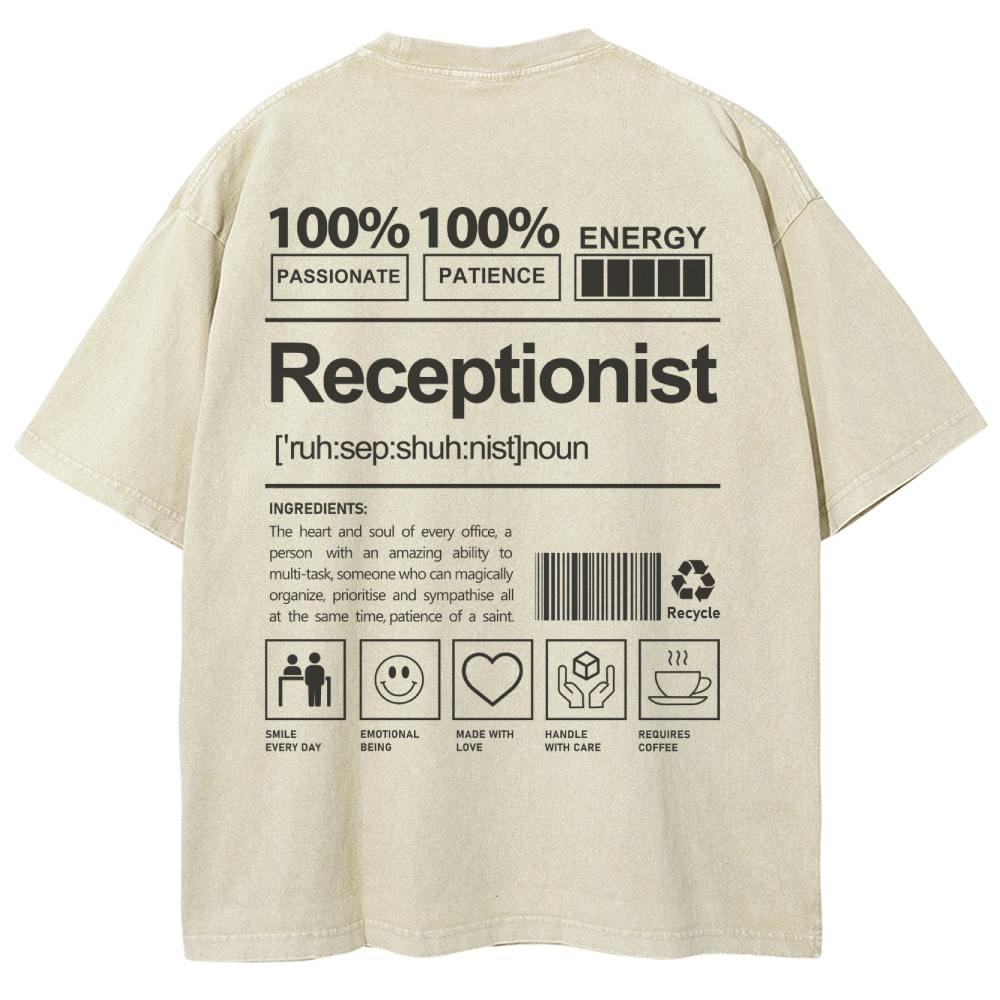 Receptionist Unisex Fit Washed T-Shirt-moweekender