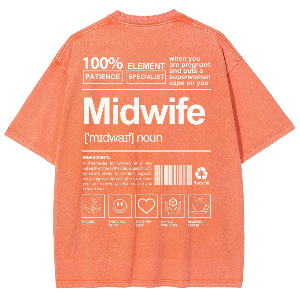 Midwife Unisex Fit Washed T-Shirt-moweekender