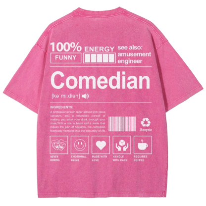 Comedian Pattern Washed Vintage Short Sleeves T-Shirt-moweekender
