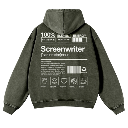 Screenwriter Printed Vintage Washed Hoodie-moweekender