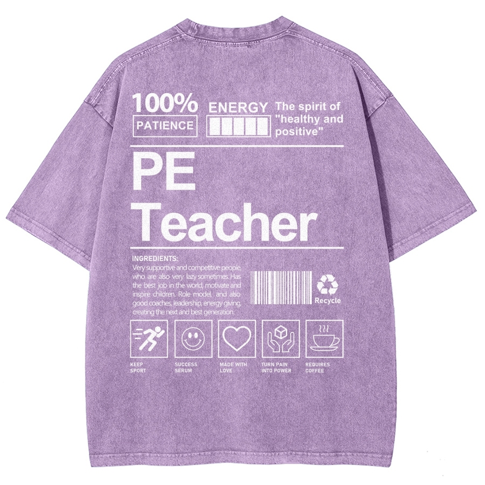 PE Teacher Unisex Fit Washed T-Shirt-moweekender