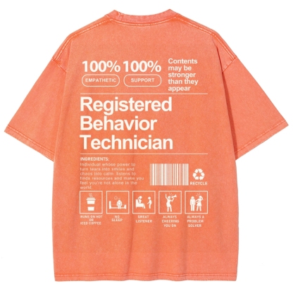 Registered Behavior Technician Unisex Fit Washed T-Shirt-moweekender