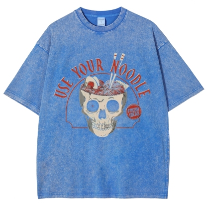 Use Your Noodle Vintage Snowflake Washed T-Shirt-moweekender