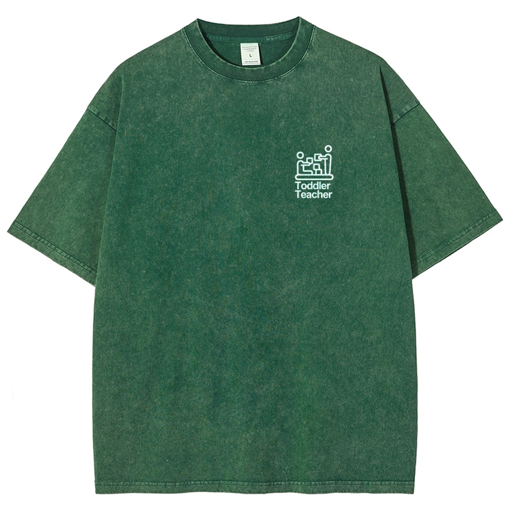 Toddler Teacher Unisex Fit Washed T-Shirt-moweekender