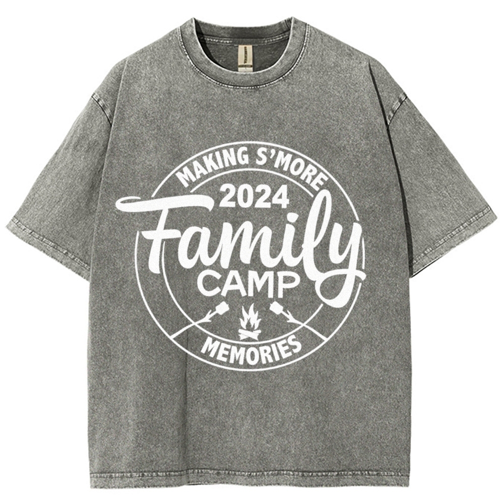 Family Camp Vintage Snowflake Washed T-Shirt-moweekender