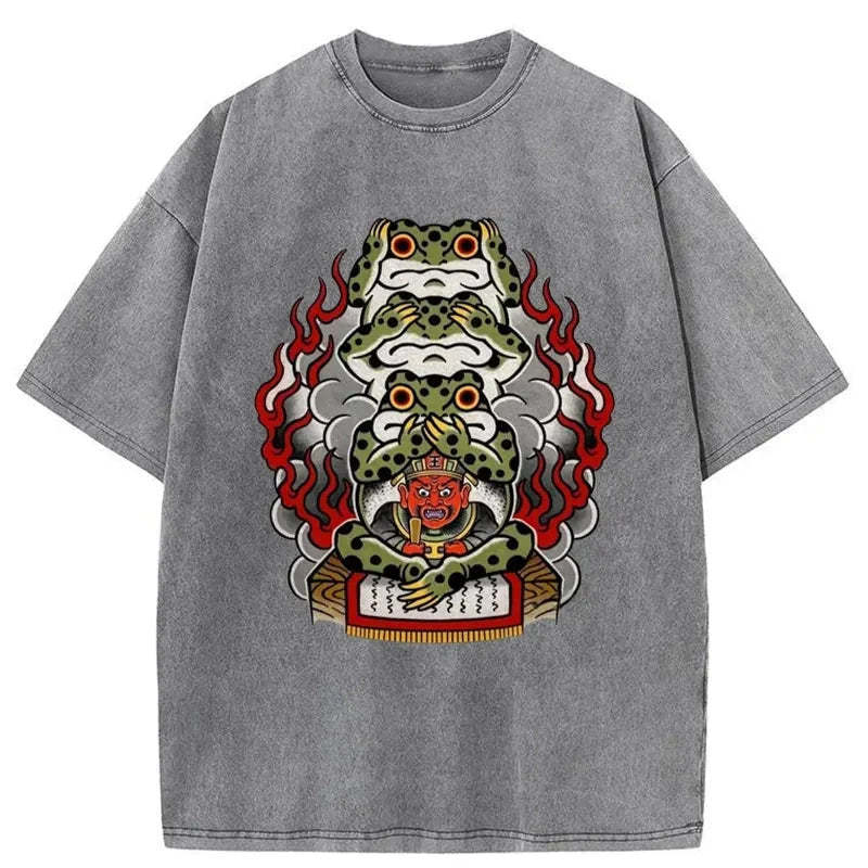 Three Frogs Washed Vintage T-Shirt-moweekender