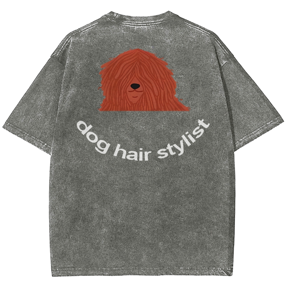 Dog Hair Stylist Unisex Fit Washed T-Shirt-moweekender