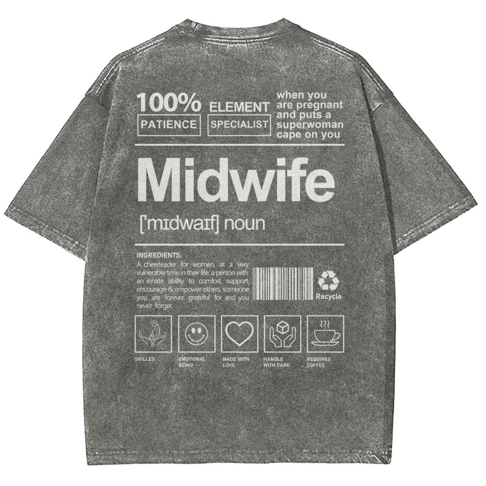 Midwife Unisex Fit Washed T-Shirt-moweekender