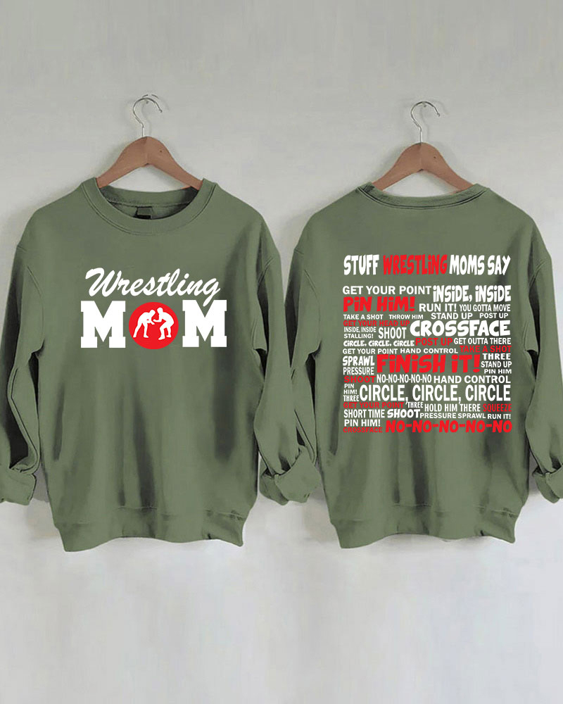 Wrestling Moms Red Printed Sweatshirt-moweekender