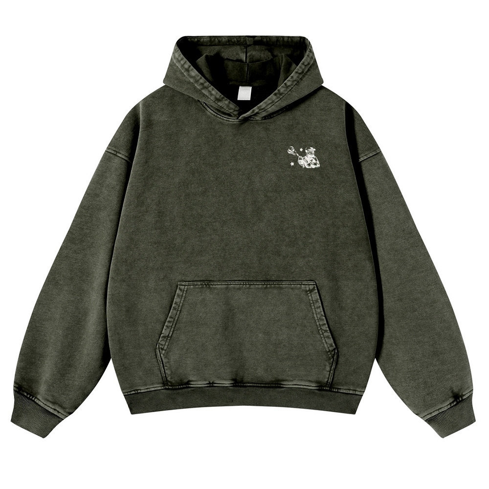 Lacrosse Player Printed Vintage Washed Hoodie-moweekender