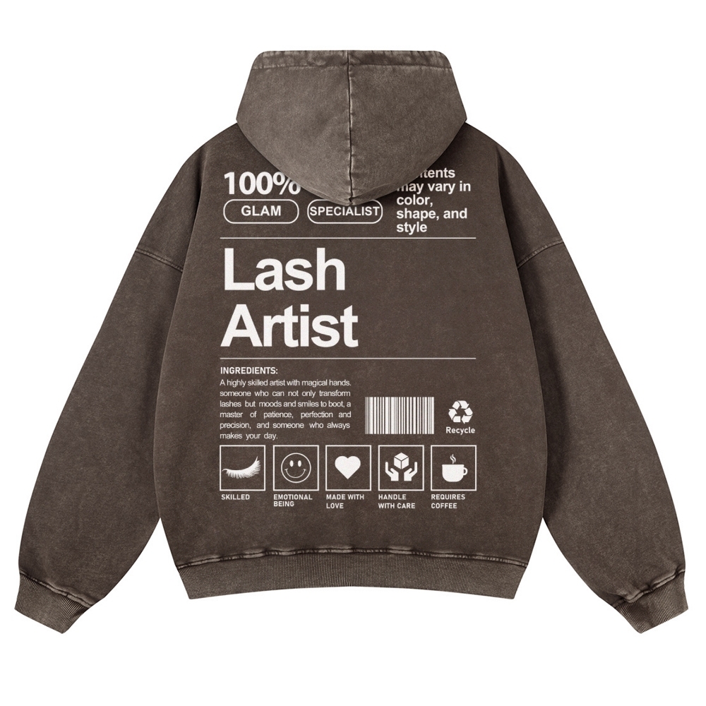 Lash Artist Casual Washed Hoodie-moweekender