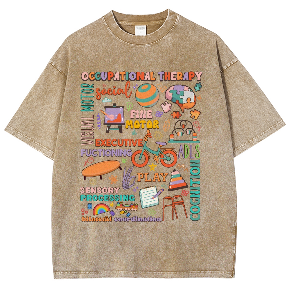 Occupational Therapist Unisex Fit Washed T-Shirt-moweekender