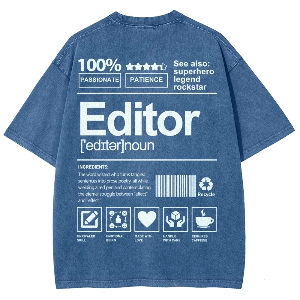 Editor Pattern Washed Vintage Short Sleeves T-Shirt-moweekender