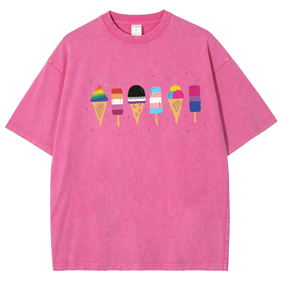 Pride Ice Cream Unisex Fit Washed Oversized T-Shirt-moweekender