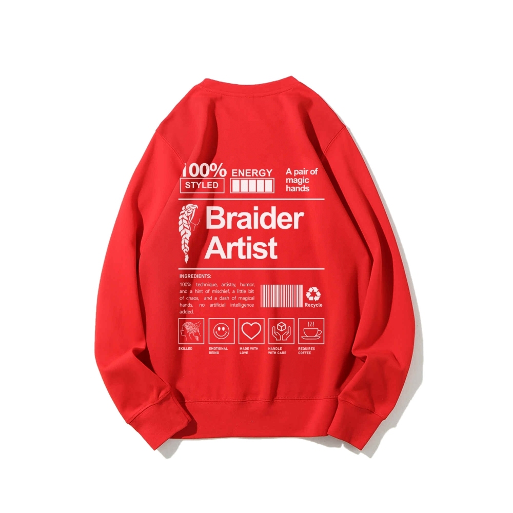 Braider Artist Casual Crewneck Sweatshirt-moweekender