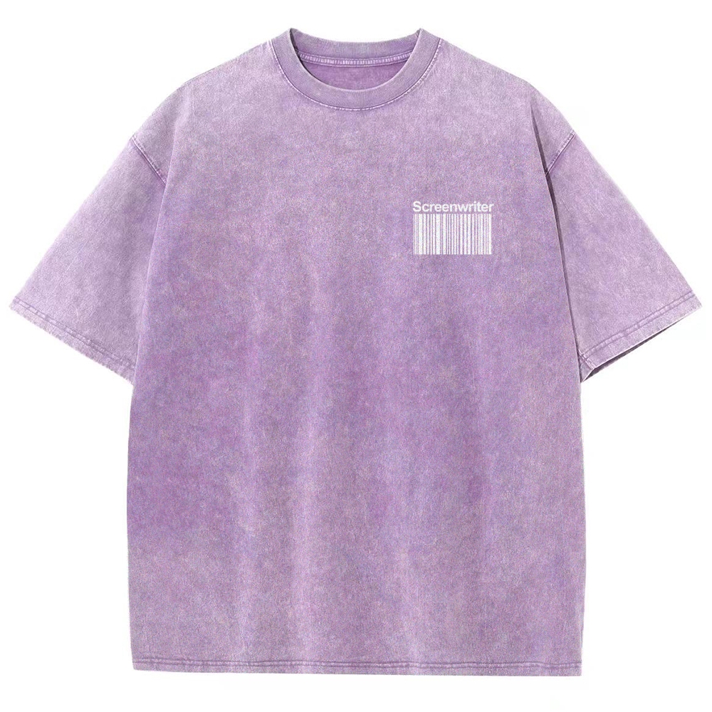 Screenwriter Pattern Washed Vintage Short Sleeves T-Shirt-moweekender