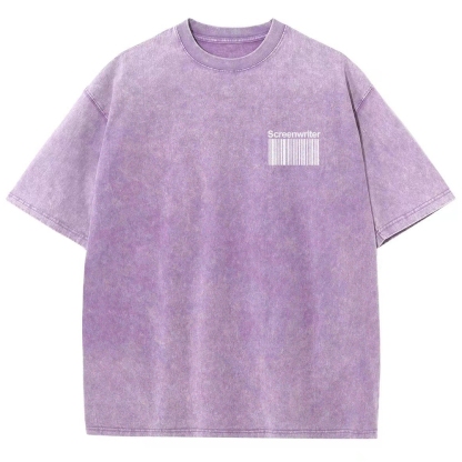 Screenwriter Pattern Washed Vintage Short Sleeves T-Shirt-moweekender
