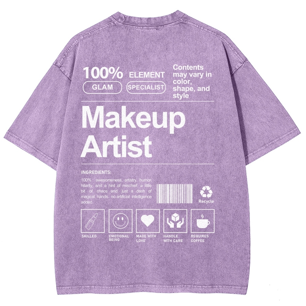Makeup Artist Vintage Snowflake Washed T-Shirt-moweekender