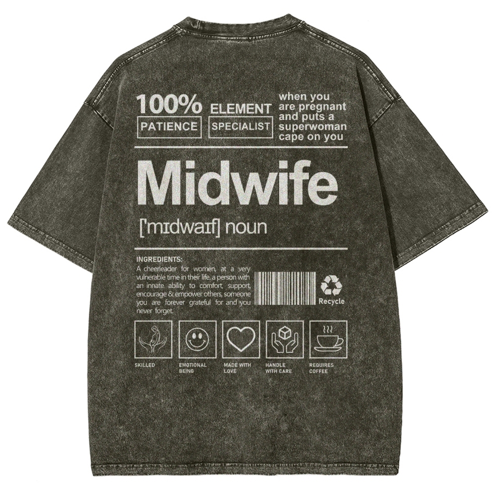 Midwife Unisex Fit Washed T-Shirt-moweekender