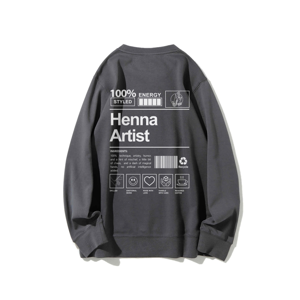 Henna Artist Casual Crewneck Sweatshirt-moweekender