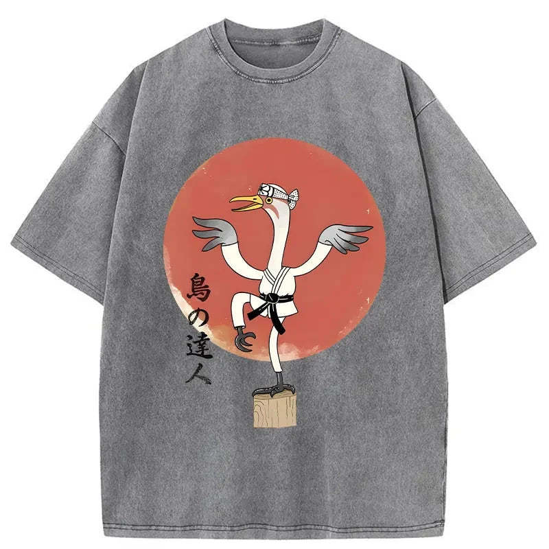 Karate Crane Japan Washed T-Shirt-moweekender