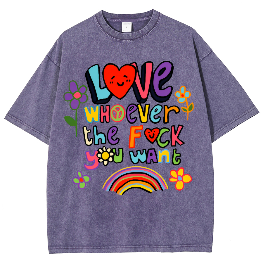 Love Whatever What Unisex Fit Washed Oversized T-Shirt-moweekender