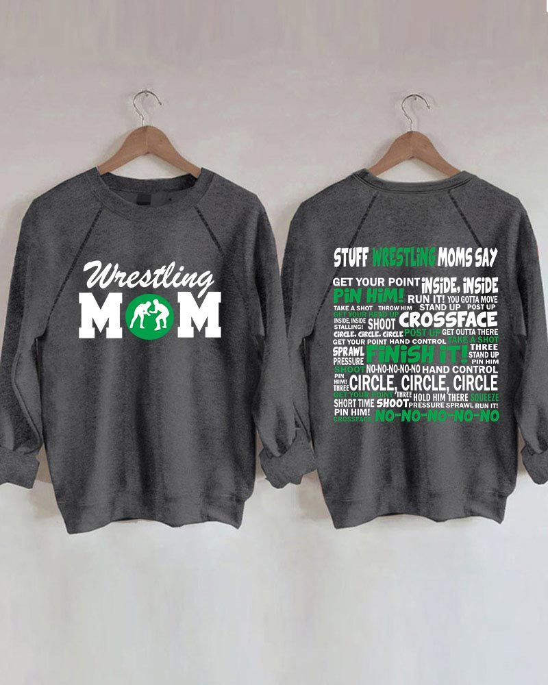 Wrestling Moms Green Printed Sweatshirt-moweekender