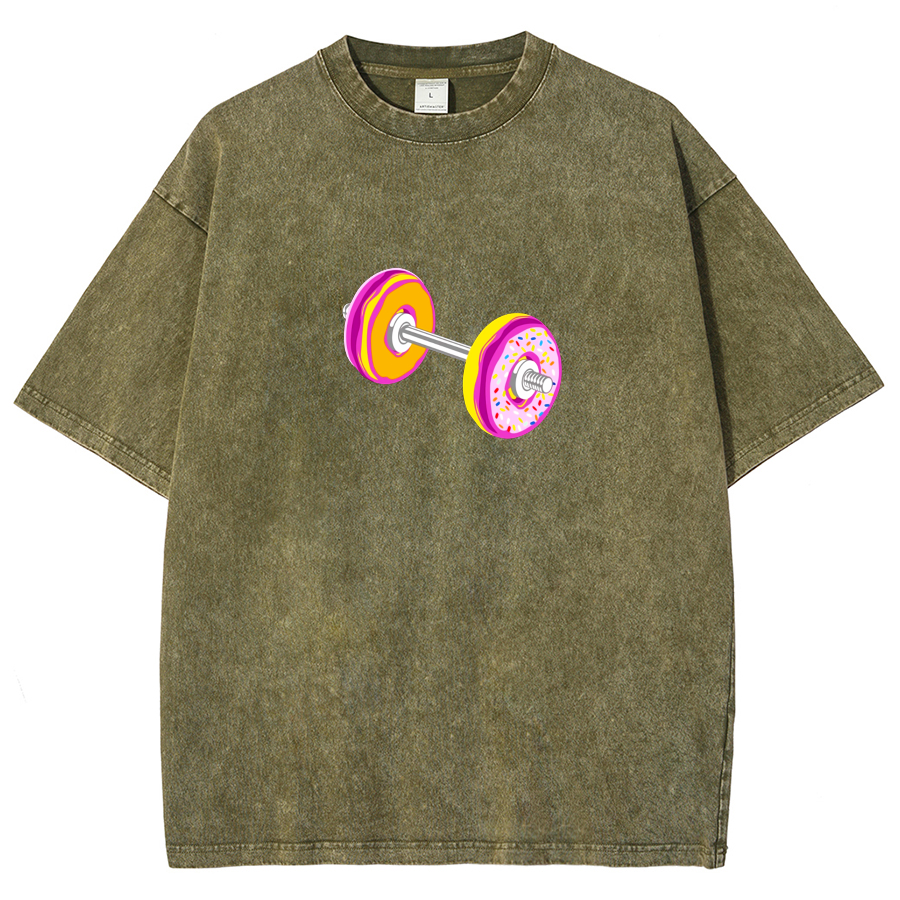 Barbell Donuts Unisex Washed T-Shirt-moweekender