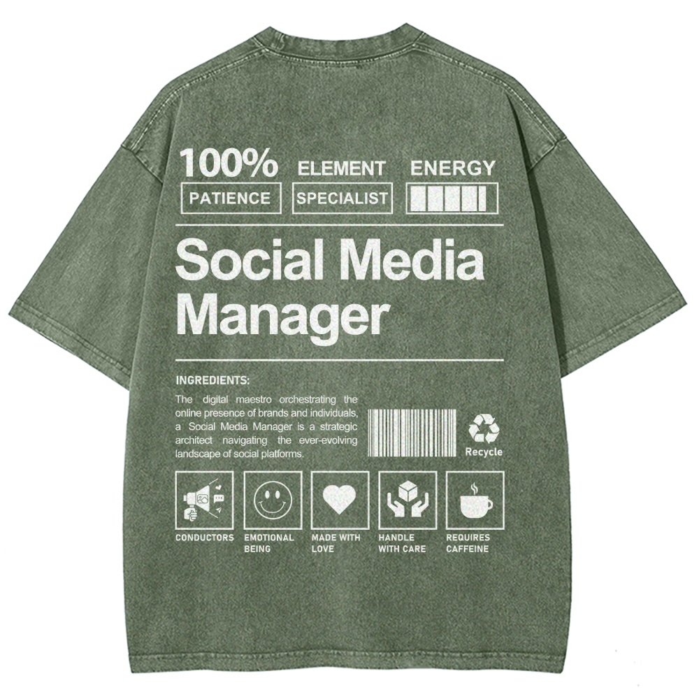 Social Media Manager Unisex Fit Washed T-Shirt-moweekender