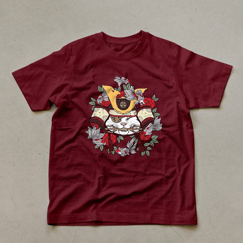 Japanese Goldfish Cat Casual Unisex Prints T-Shirt-moweekender
