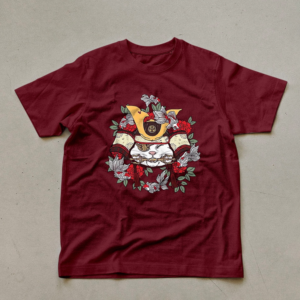Japanese Goldfish Cat Casual Unisex Prints T-Shirt-moweekender