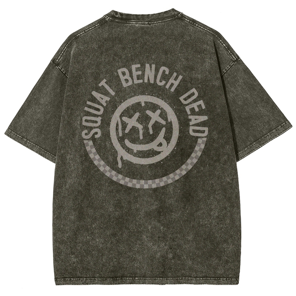 Squat Bench Dead Vintage Snowflake Washed T-Shirt-moweekender
