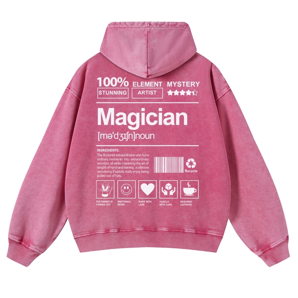 Magician Printed Vintage Washed Hoodie-moweekender
