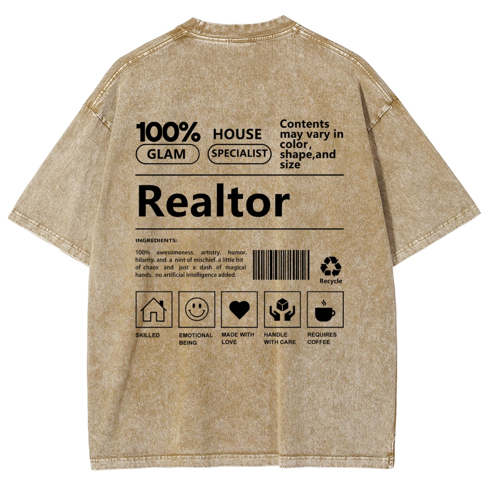 Realtor Vintage Snowflake Washed T-Shirt-moweekender