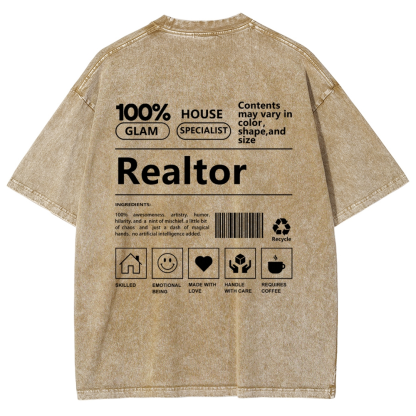Realtor Vintage Snowflake Washed T-Shirt-moweekender