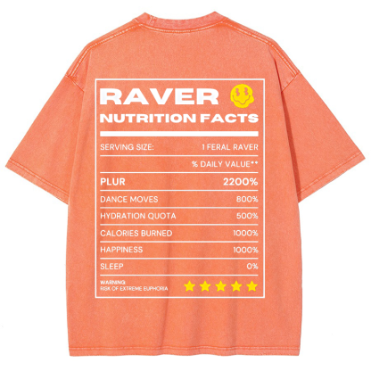 RAVER NUTRITION FACTS Vintage Snowflake Washed T-Shirt-moweekender