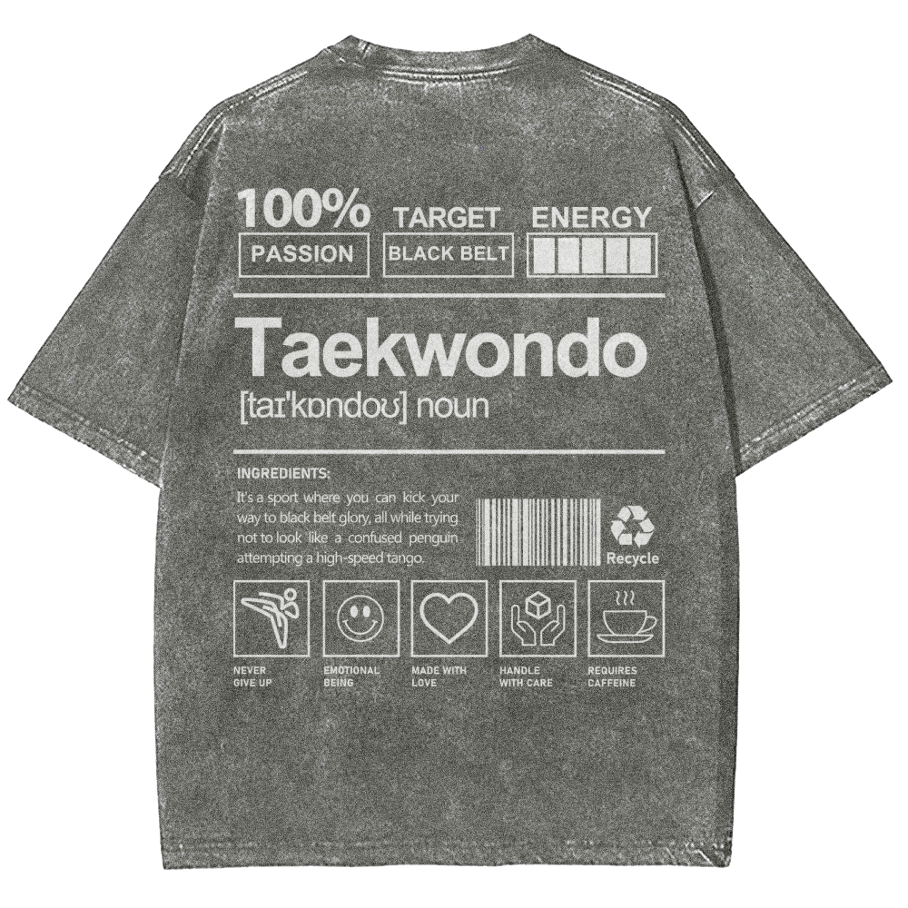Taekwondo Pattern Washed Vintage Short Sleeves T-Shirt-moweekender
