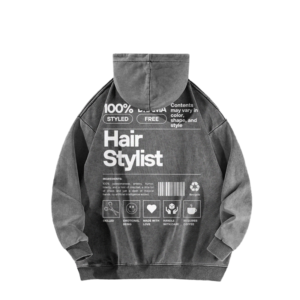 Hair Stylist Washed Hoodie-moweekender