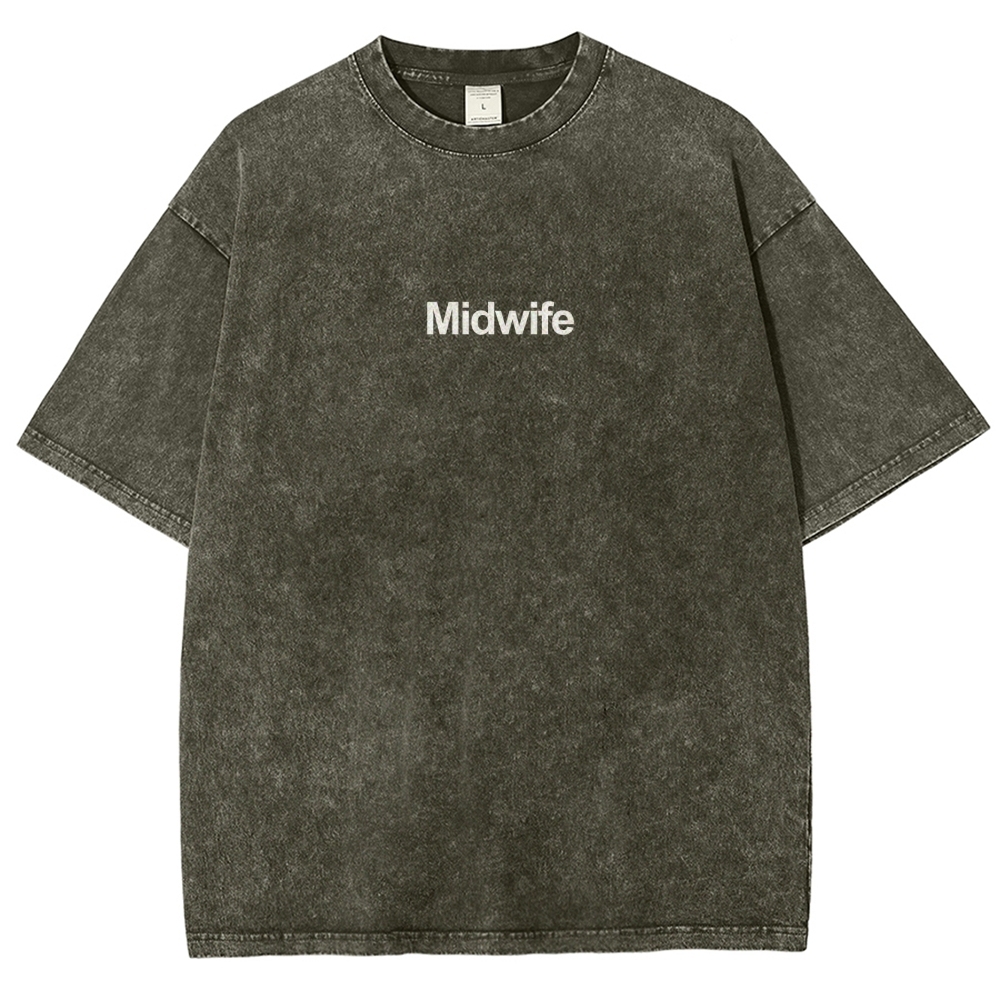 Midwife Unisex Fit Washed T-Shirt-moweekender