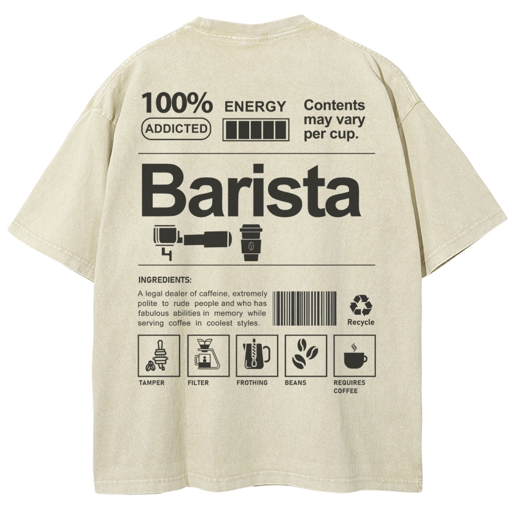 Barista Unisex Fit Washed T-Shirt-moweekender