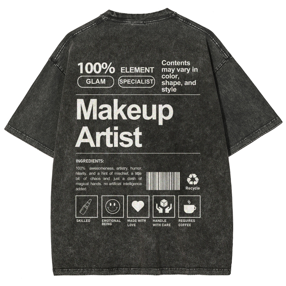 Makeup Artist Vintage Snowflake Washed T-Shirt-moweekender