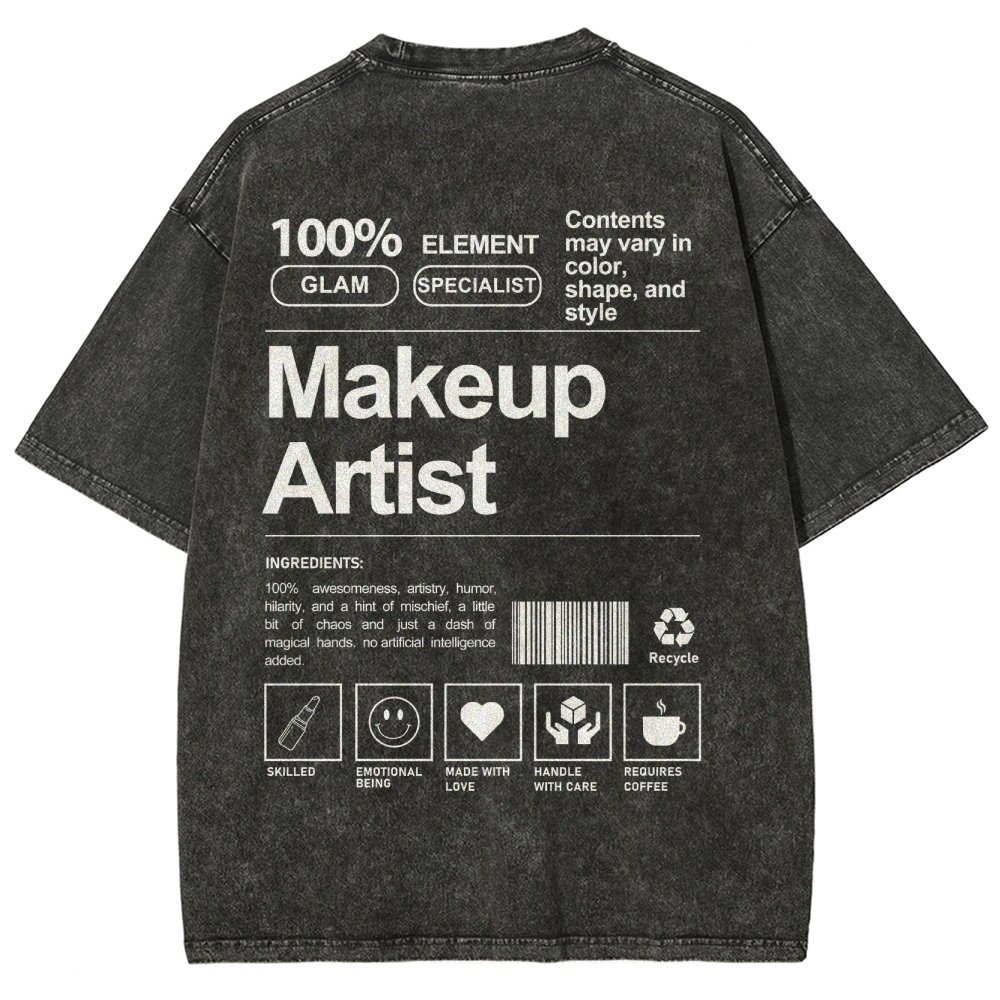 Makeup Artist Vintage Snowflake Washed T-Shirt-moweekender