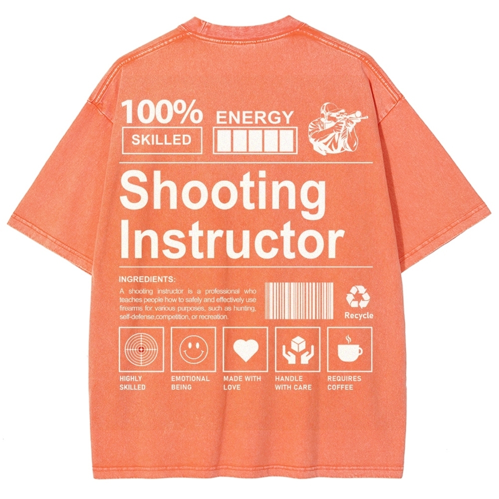 Shooting Instructor Pattern Washed Vintage Short Sleeves T-Shirt-moweekender