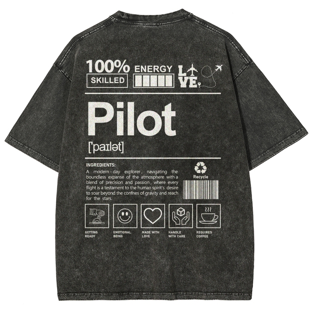 Pilot Unisex Fit Washed T-Shirt-moweekender