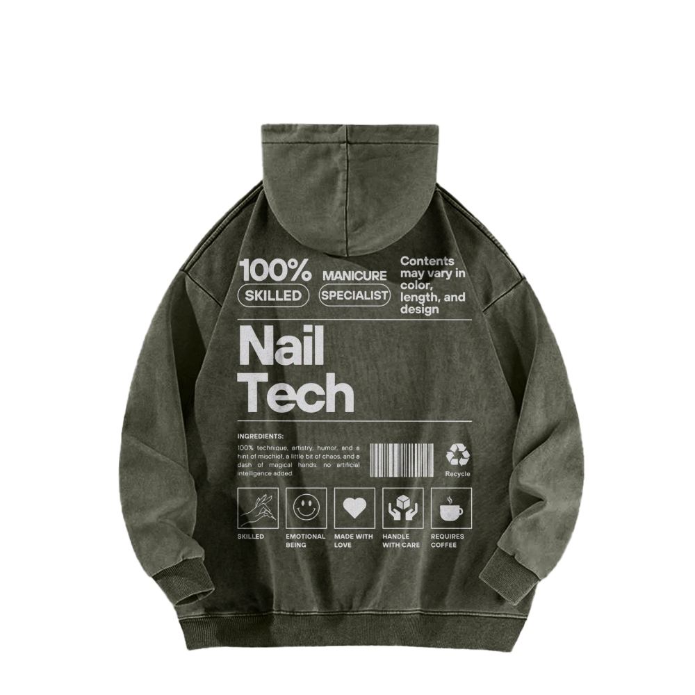 Nail Tech Casual Washed Hoodie-moweekender