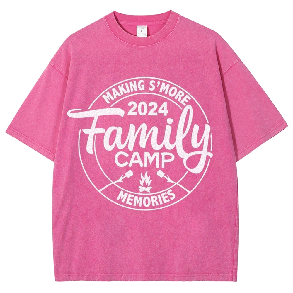 Family Camp Vintage Snowflake Washed T-Shirt-moweekender