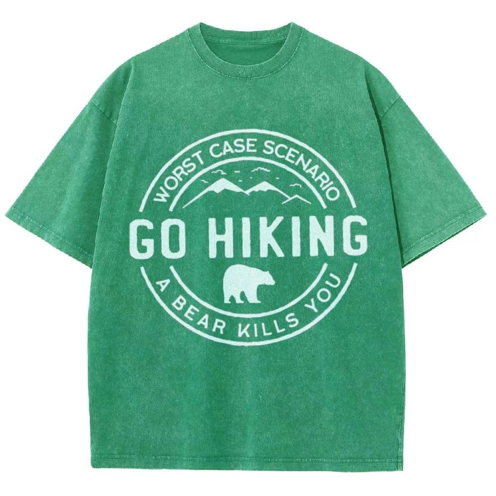 Go Hiking Vintage Snowflake Washed T-Shirt-moweekender